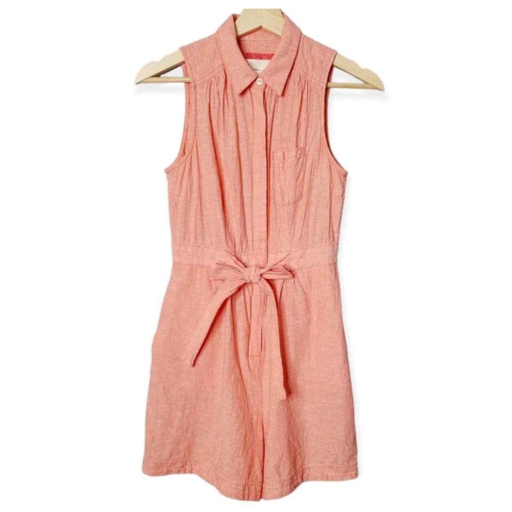Anthropologie linen blend Peach romper Size 0